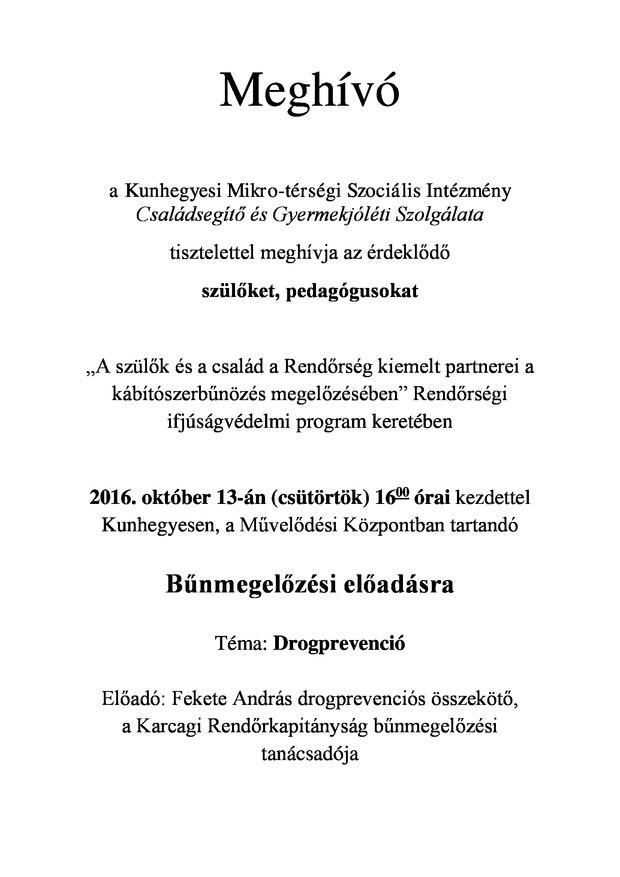 Drogprevenciós előadás