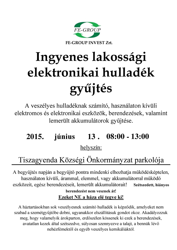 Ingyenes lakossági elektronikai hulladékgyűjtés