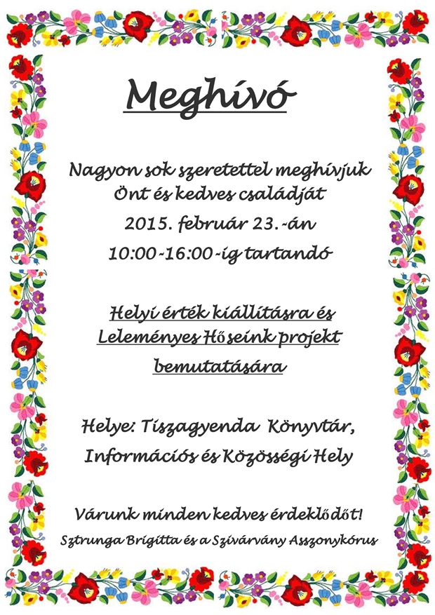 Helyi érték kiállítás meghívója