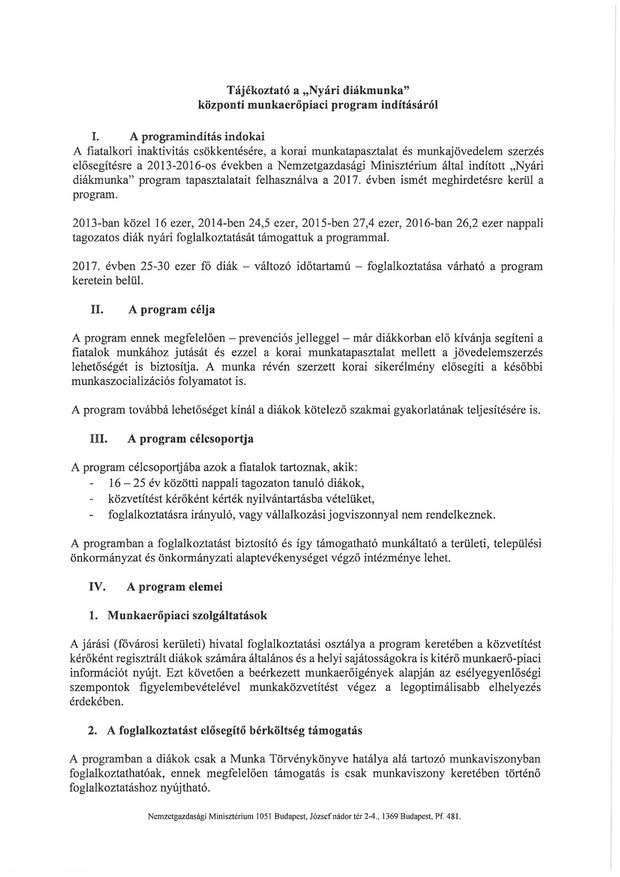 Nyári diákmunka