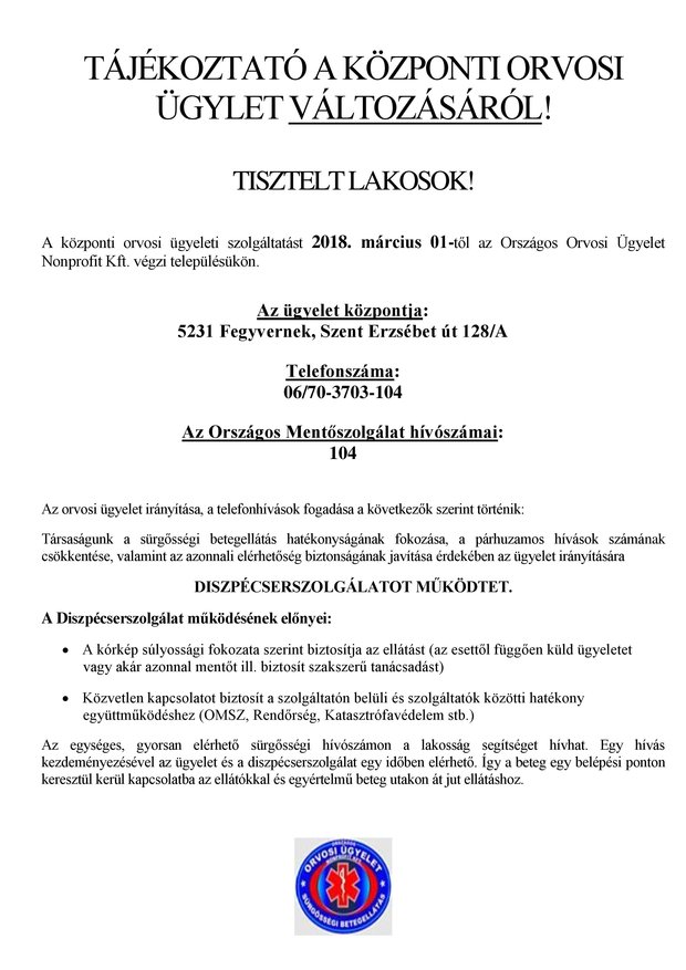 Lakossági tájékoztató