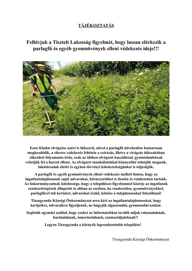 Parlagfű elleni védekezés