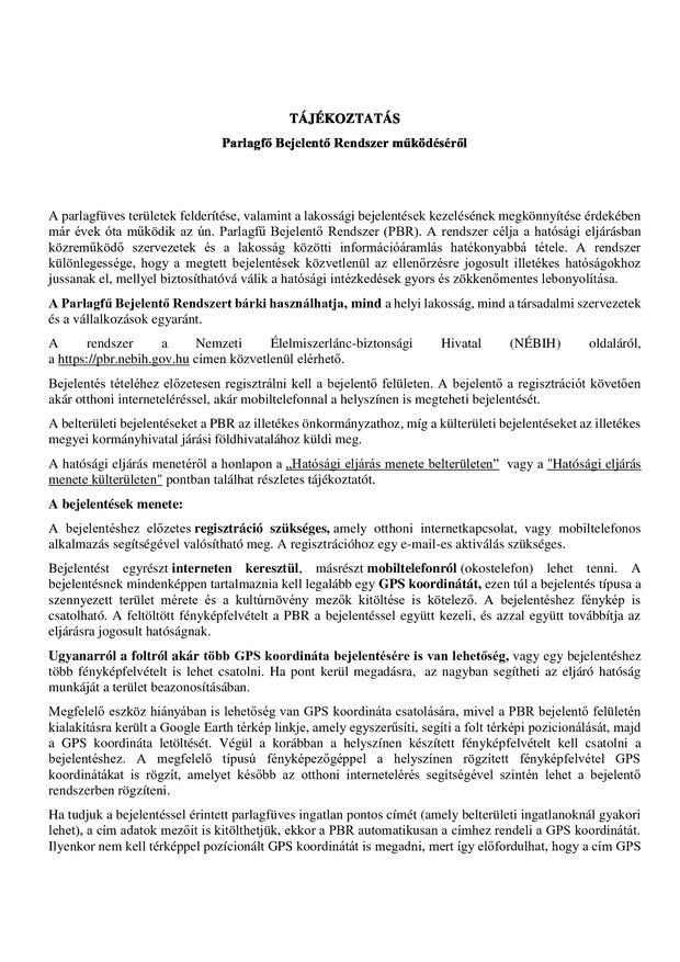 Tájékoztatás