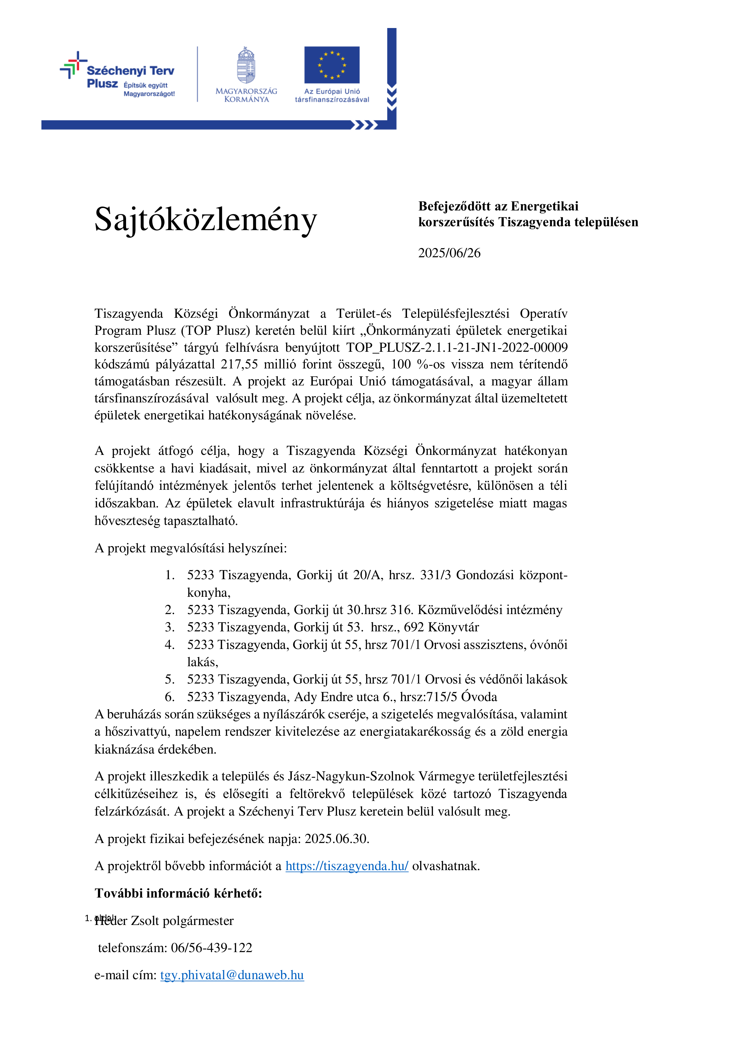 Sajtóközlemény