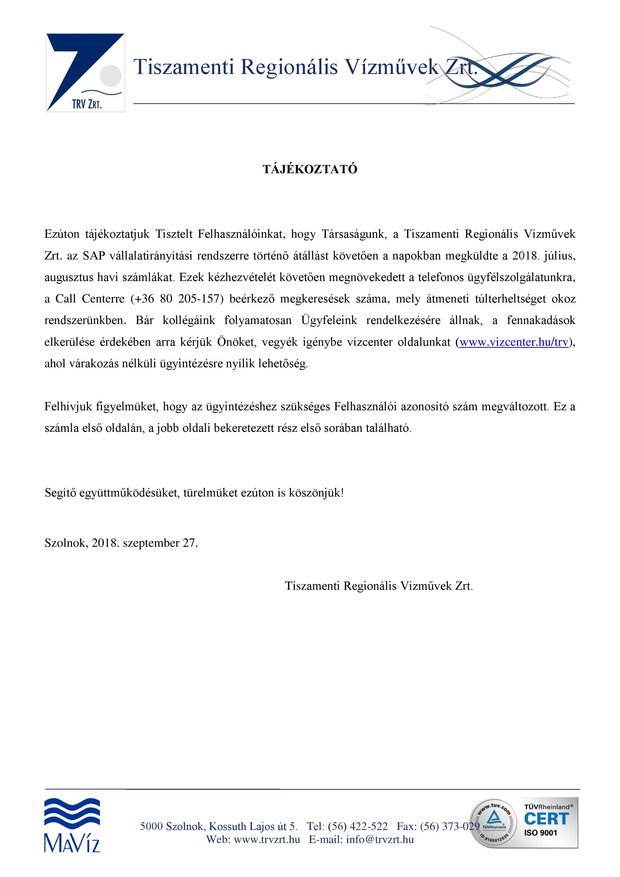 Tájékoztatás