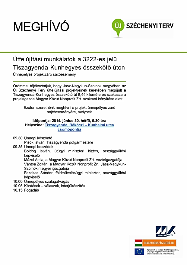 Útátadási sajtóesemény meghívója
